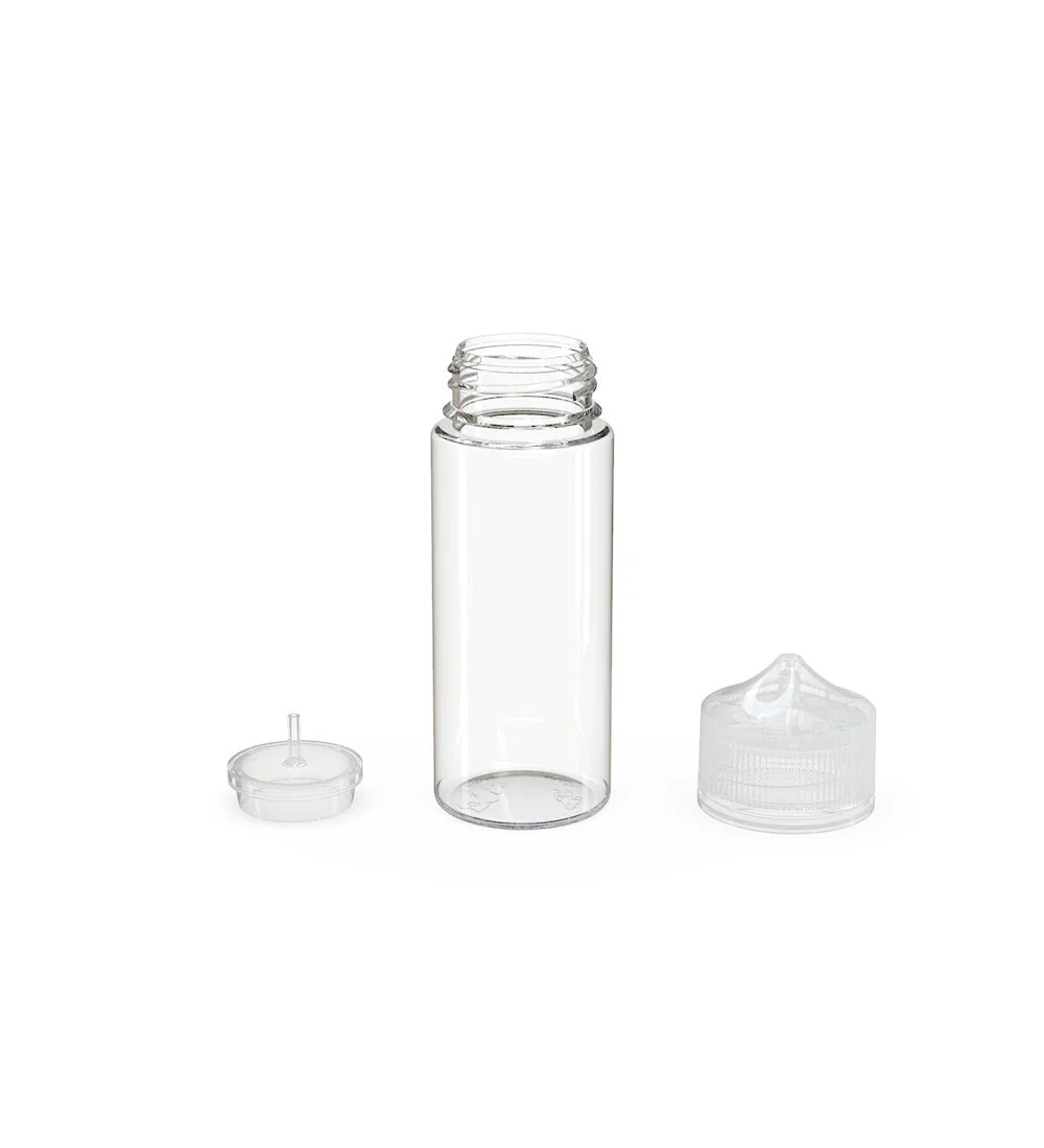 CHUBBY GORILLA | Child Resistant Unicorn V3 PET Dropper Bottles Clear | 120mL - w/ Clear Lid - 400 Count - Image 4