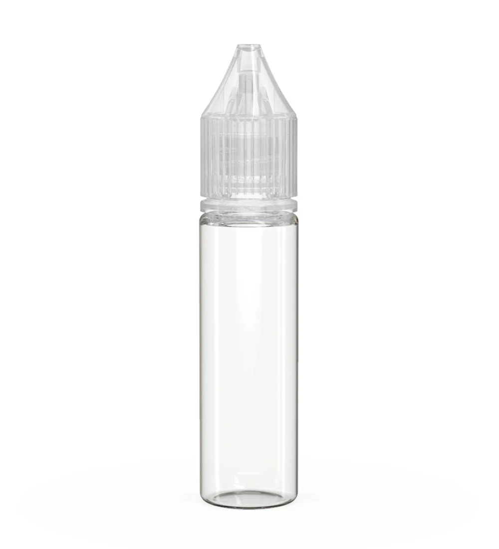 CHUBBY GORILLA | Child Resistant Unicorn V3 PET Dropper Bottles Clear | 20mL - w/ Clear Lid - 1000 Count