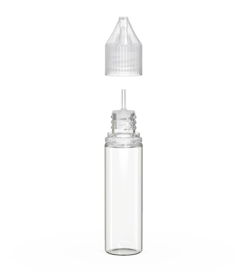 CHUBBY GORILLA | Child Resistant Unicorn V3 PET Dropper Bottles Clear | 20mL - w/ Clear Lid - 1000 Count - Image 2