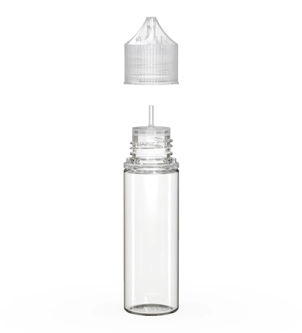CHUBBY GORILLA | Child Resistant Unicorn V3 PET Dropper Bottles Clear | 50mL - w/ Clear Lid - 500 Count - Image 2