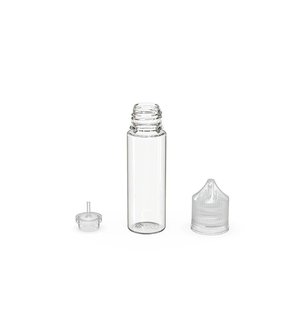 CHUBBY GORILLA | Child Resistant Unicorn V3 PET Dropper Bottles Clear | 50mL - w/ Clear Lid - 500 Count - Image 4
