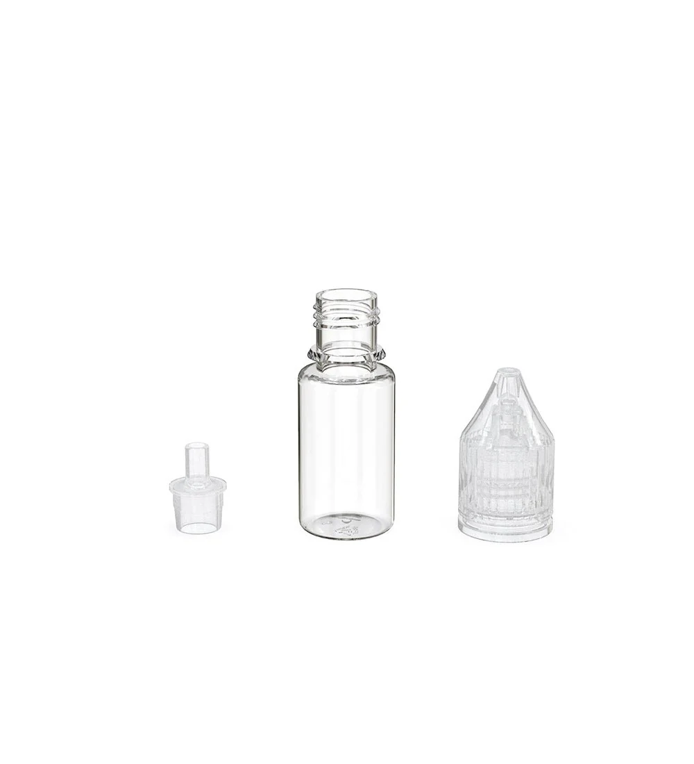 CHUBBY GORILLA | Child Resistant Unicorn V3 PET Dropper Bottles w/ Clear Reducer | 10mL - Clear - 1000 Count - Image 3