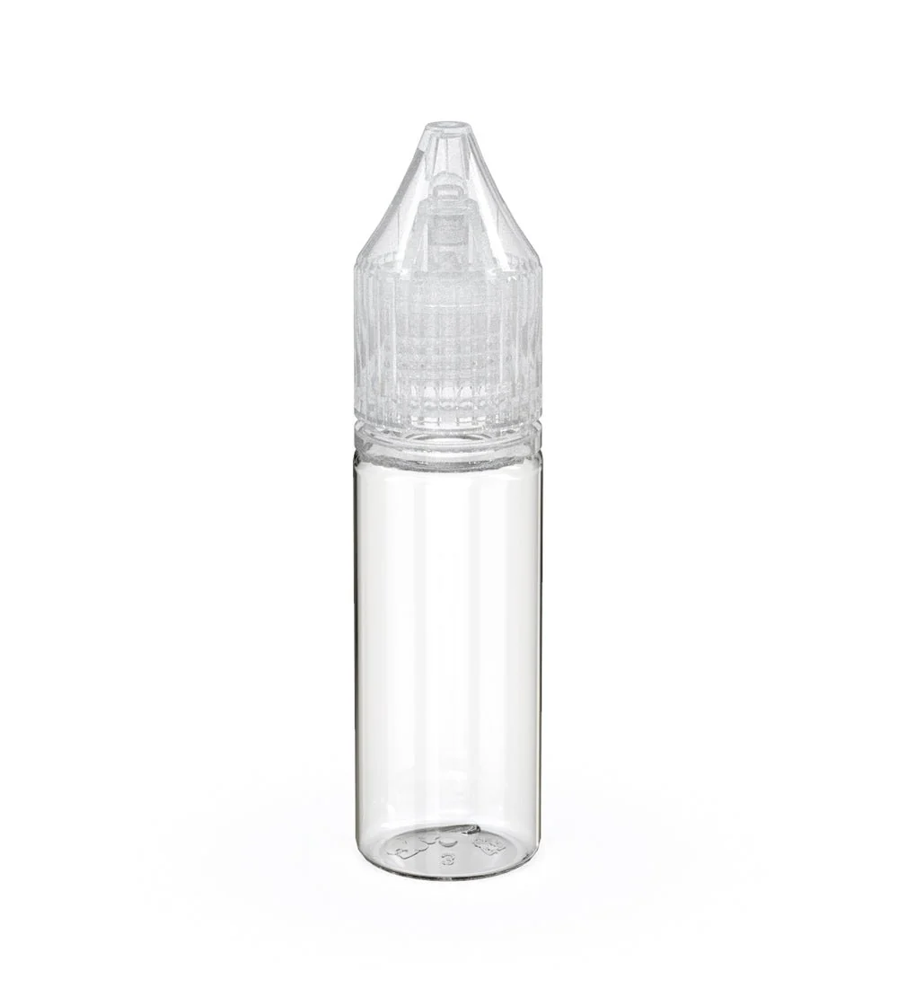 CHUBBY GORILLA Child Resistant Unicorn V3 PET Dropper Bottles Clear | 15mL - w/ Clear Reducer | Sample
