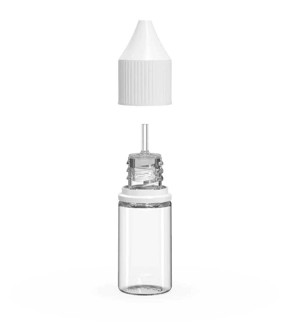 CHUBBY GORILLA | Child Resistant Unicorn V3 PET Dropper Bottles Clear | 10mL - w/ White Lid - 2000 Count - Image 2