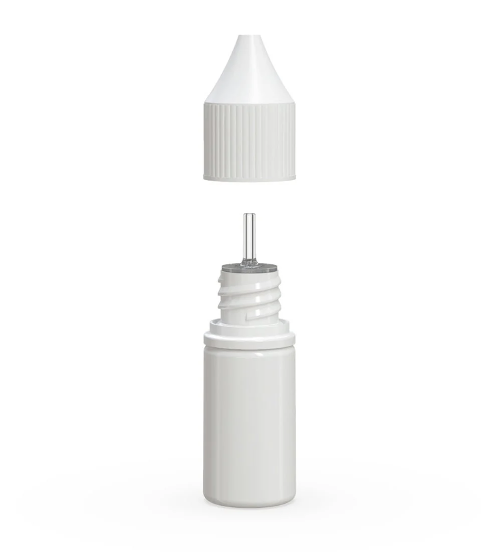 CHUBBY GORILLA | Child Resistant Unicorn V3 PET Dropper Bottles White | 10mL - w/ White Lid - 2000 Count - Image 2