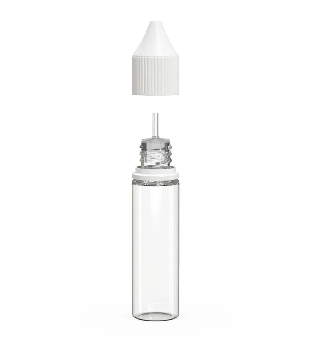 CHUBBY GORILLA | Child Resistant Unicorn V3 PET Dropper Bottles Clear | 20mL - w/ White Lid - 1000 Count - Image 2