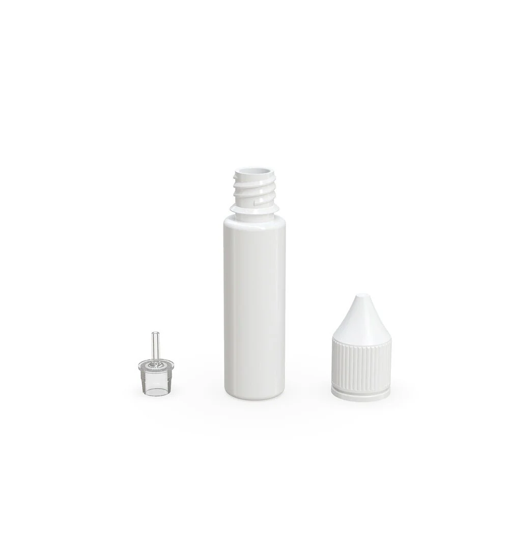CHUBBY GORILLA | Child Resistant Unicorn V3 PET Dropper Bottles White | 20mL - w/ White Lid - 1000 Count - Image 3