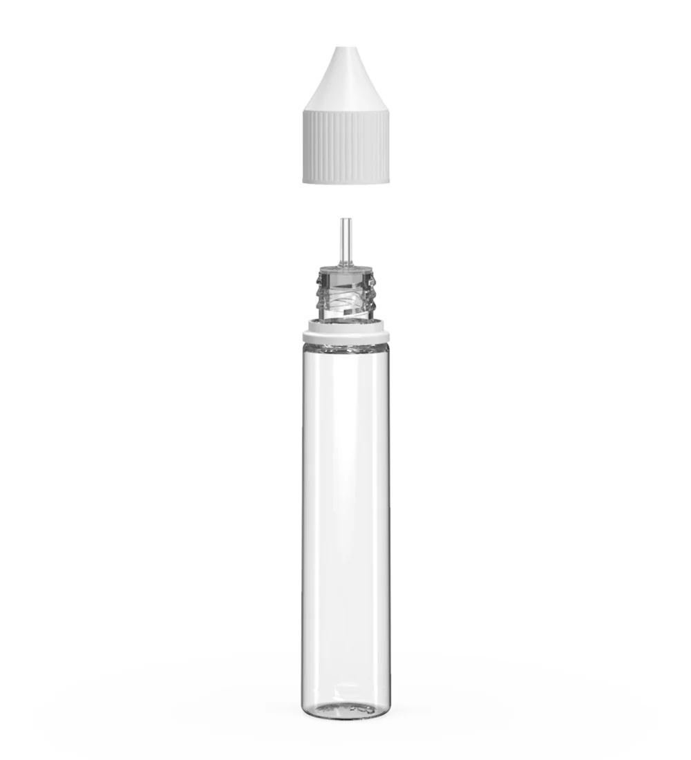 CHUBBY GORILLA | Child Resistant Unicorn V3 PET Dropper Bottles Clear | 30mL - w/ White Lid - 1000 Count - Image 2