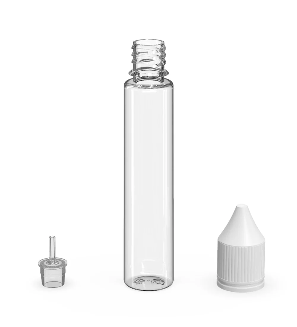 CHUBBY GORILLA | Child Resistant Unicorn V3 PET Dropper Bottles Clear | 30mL - w/ White Lid - 1000 Count - Image 4