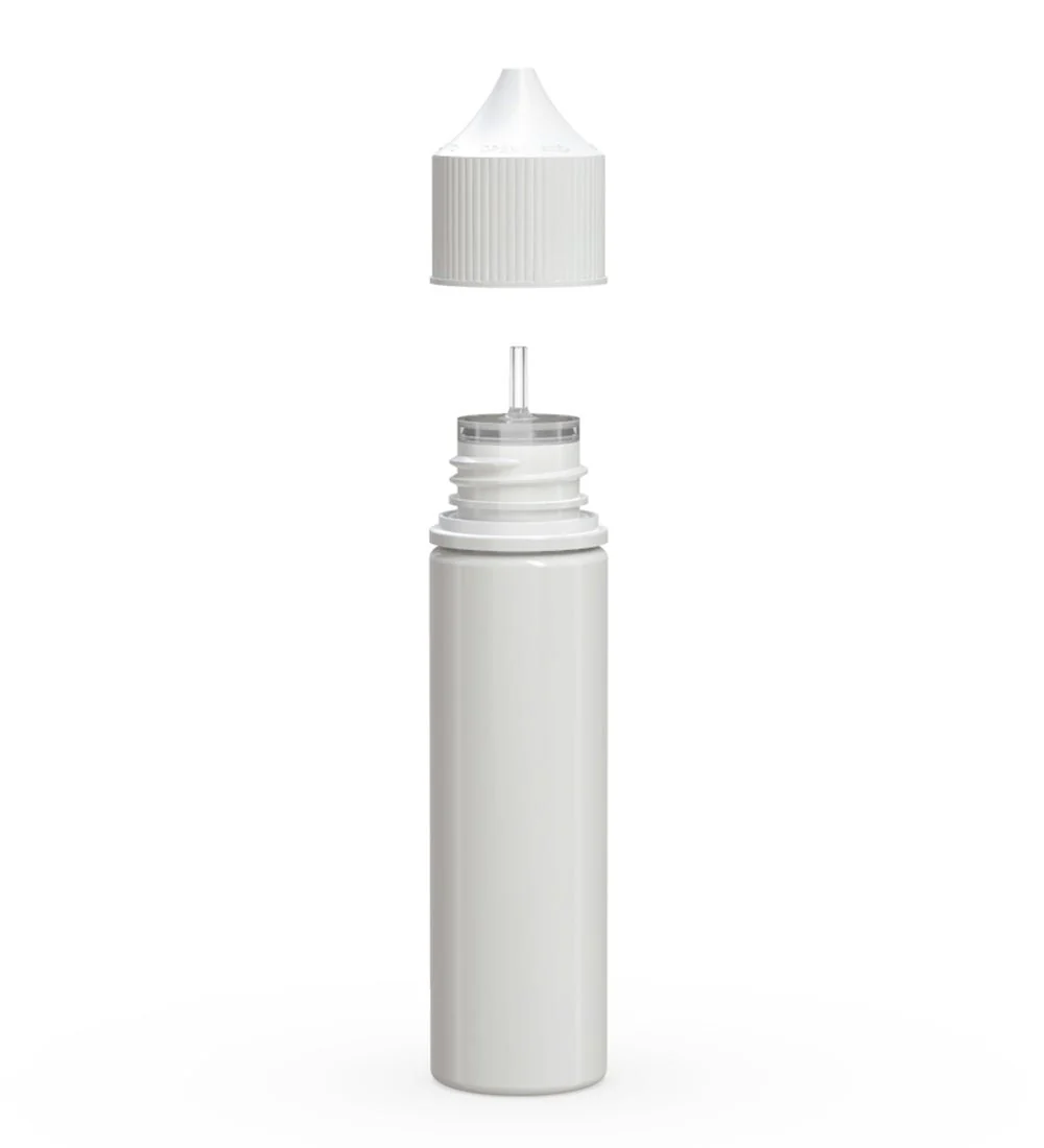 CHUBBY GORILLA | Child Resistant Unicorn V3 PET Dropper Bottles White | 60mL - w/ White Lid - 500 Count - Image 2