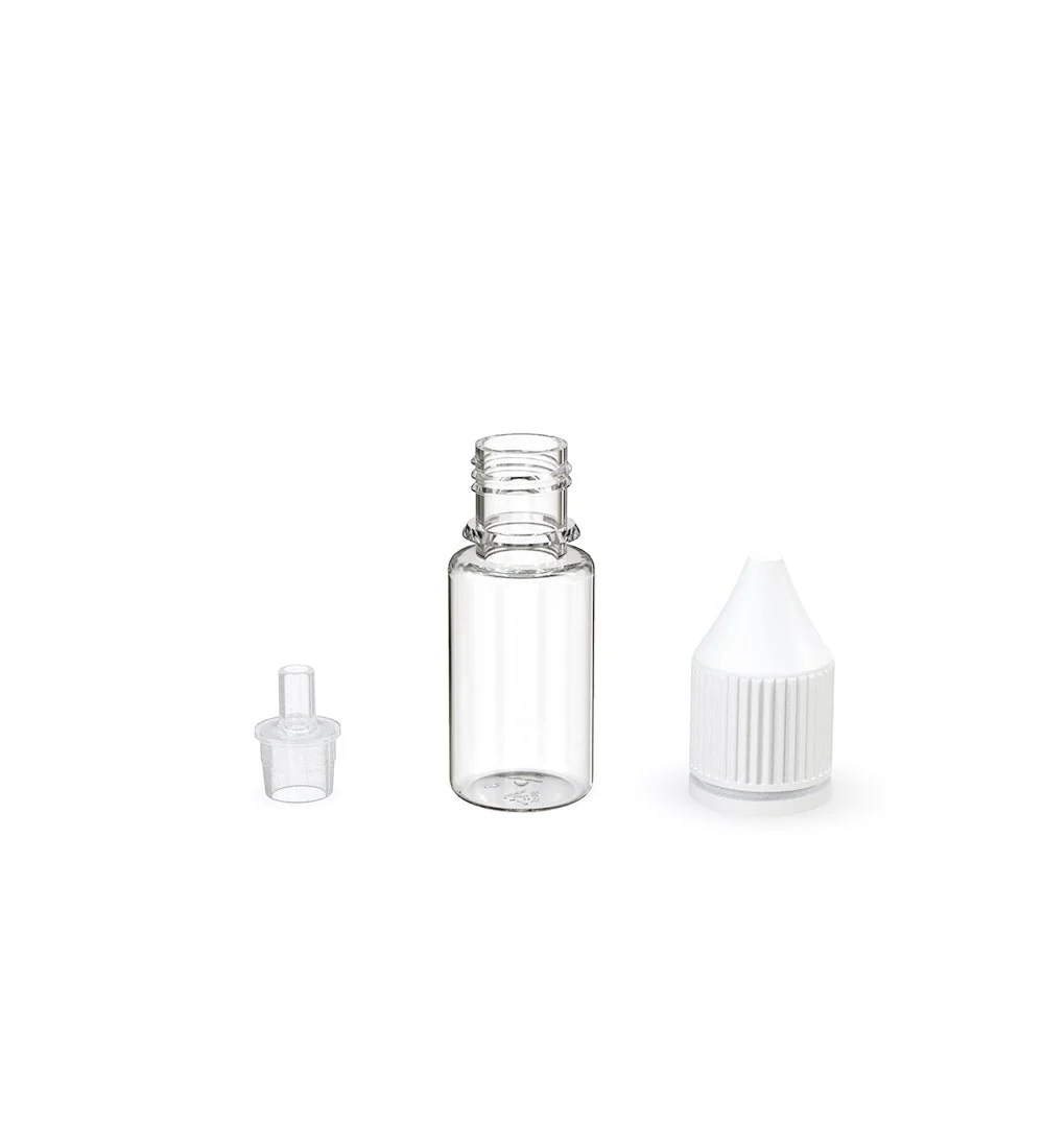 CHUBBY GORILLA | Child Resistant Unicorn V3 PET Dropper Bottles Clear | 10mL - w/ White Reducer - 2000 Count - Image 3