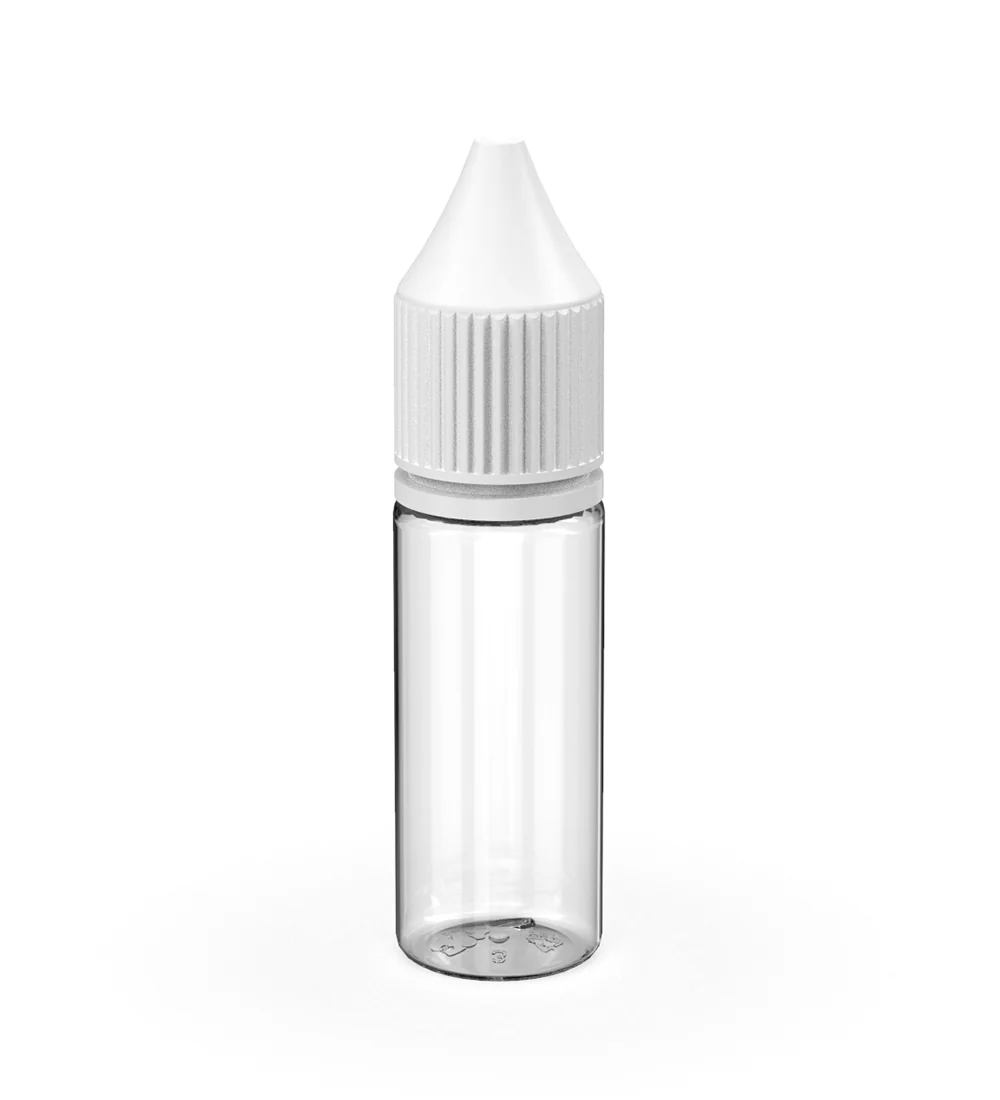 CHUBBY GORILLA Child Resistant Unicorn V3 PET Dropper Bottles Clear | 15mL - w/ White Reducer | Sample