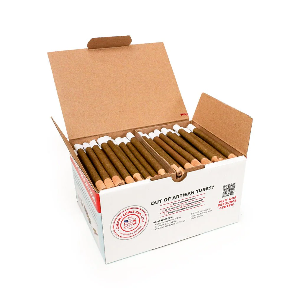 CUSTOM CONES USA | 109mm Pre-Rolled Tube Standard Brown Hemp Wrap with Natural Wood Tip | 109/30mm - 200 Count - Image 7