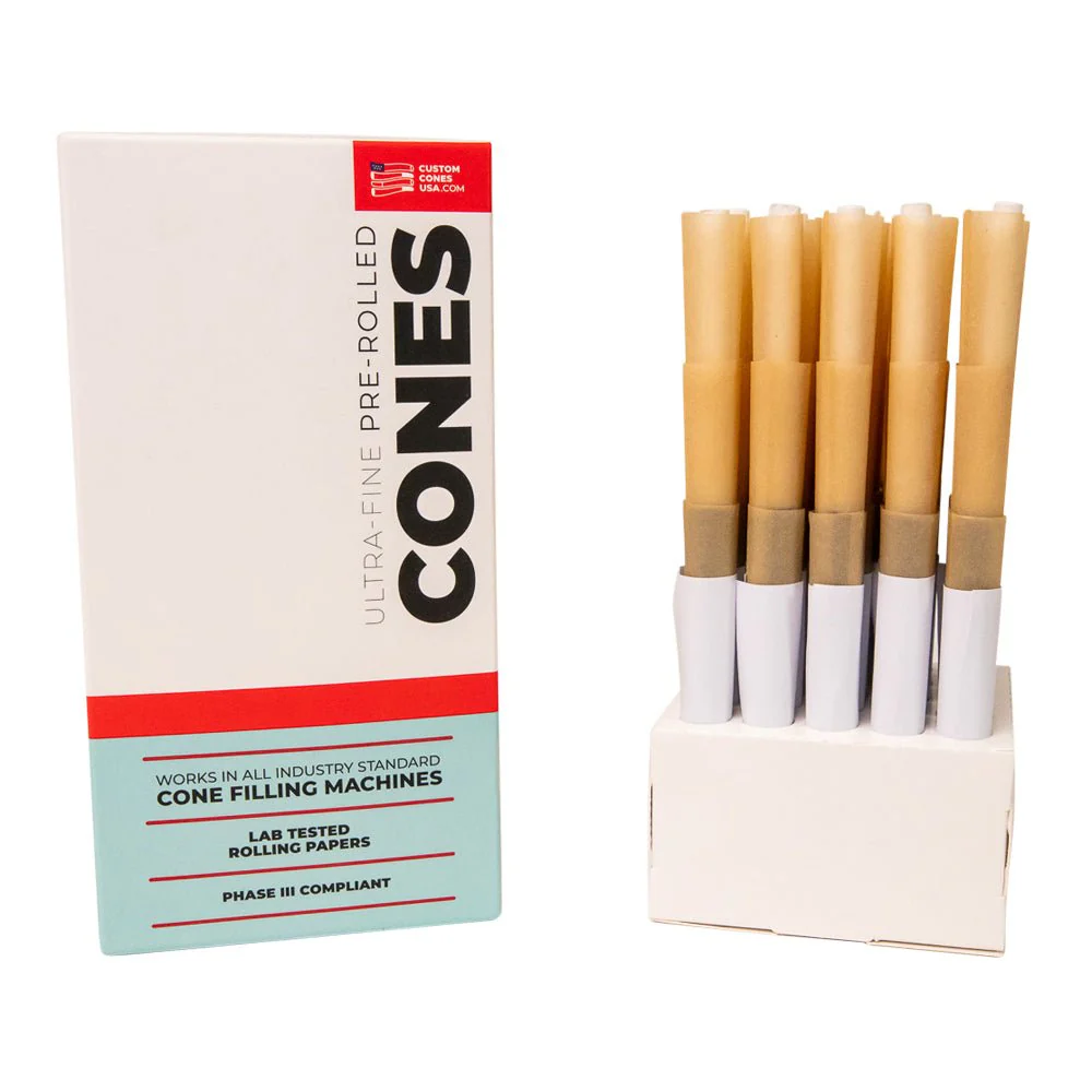 CUSTOM CONES USA | Pre-Rolled Cones w/ Glass Filter Tip | 90mm - Natural Brown Paper - 75 Count - Image 5