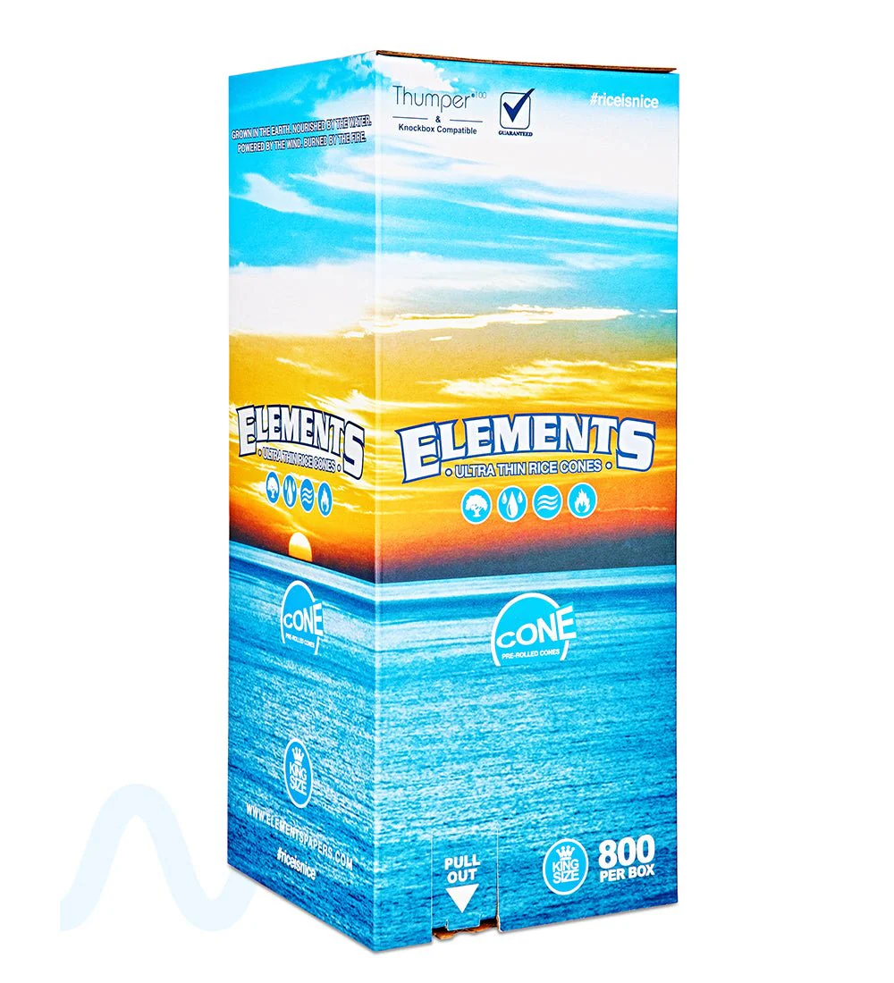 ELEMENTS | King Size Ultra Thin Pre-Rolled Rice Cones | 109mm - Rice Paper - 800 Count