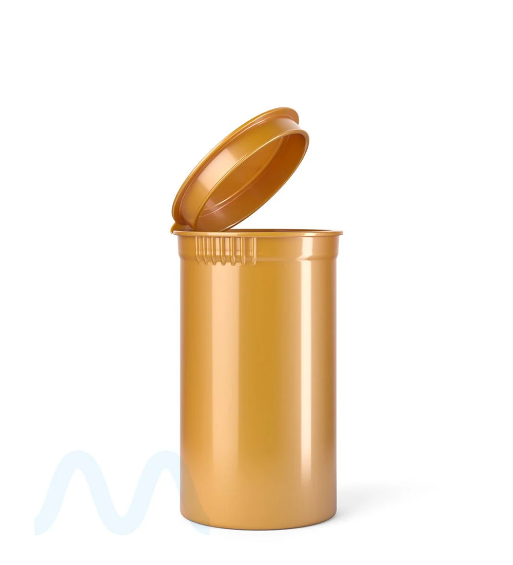 Child Resistant | Opaque Gold Pop Top Bottles | 19dr - 3.5g - 225 Count