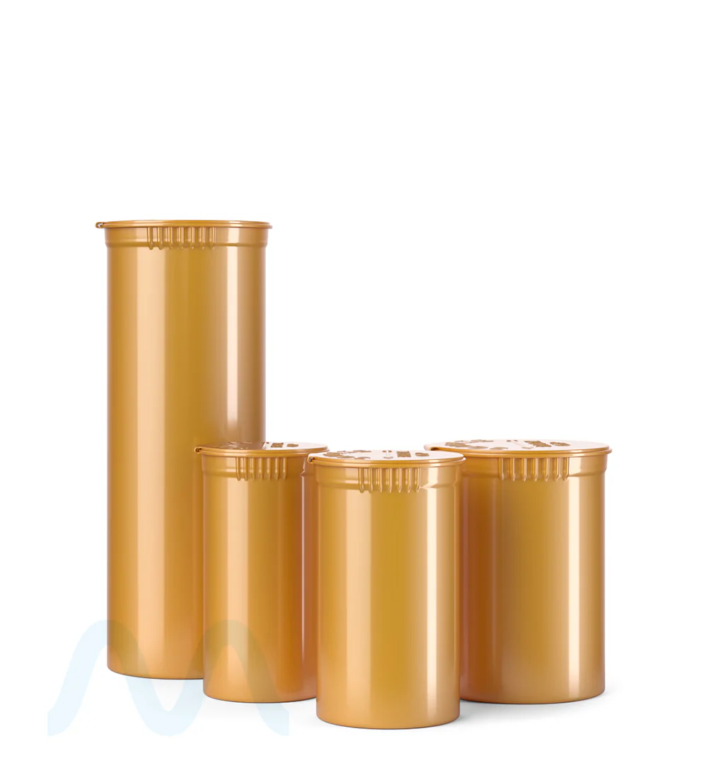 Child Resistant | Opaque Gold Pop Top Bottles | 19dr - 3.5g - 225 Count - Image 5