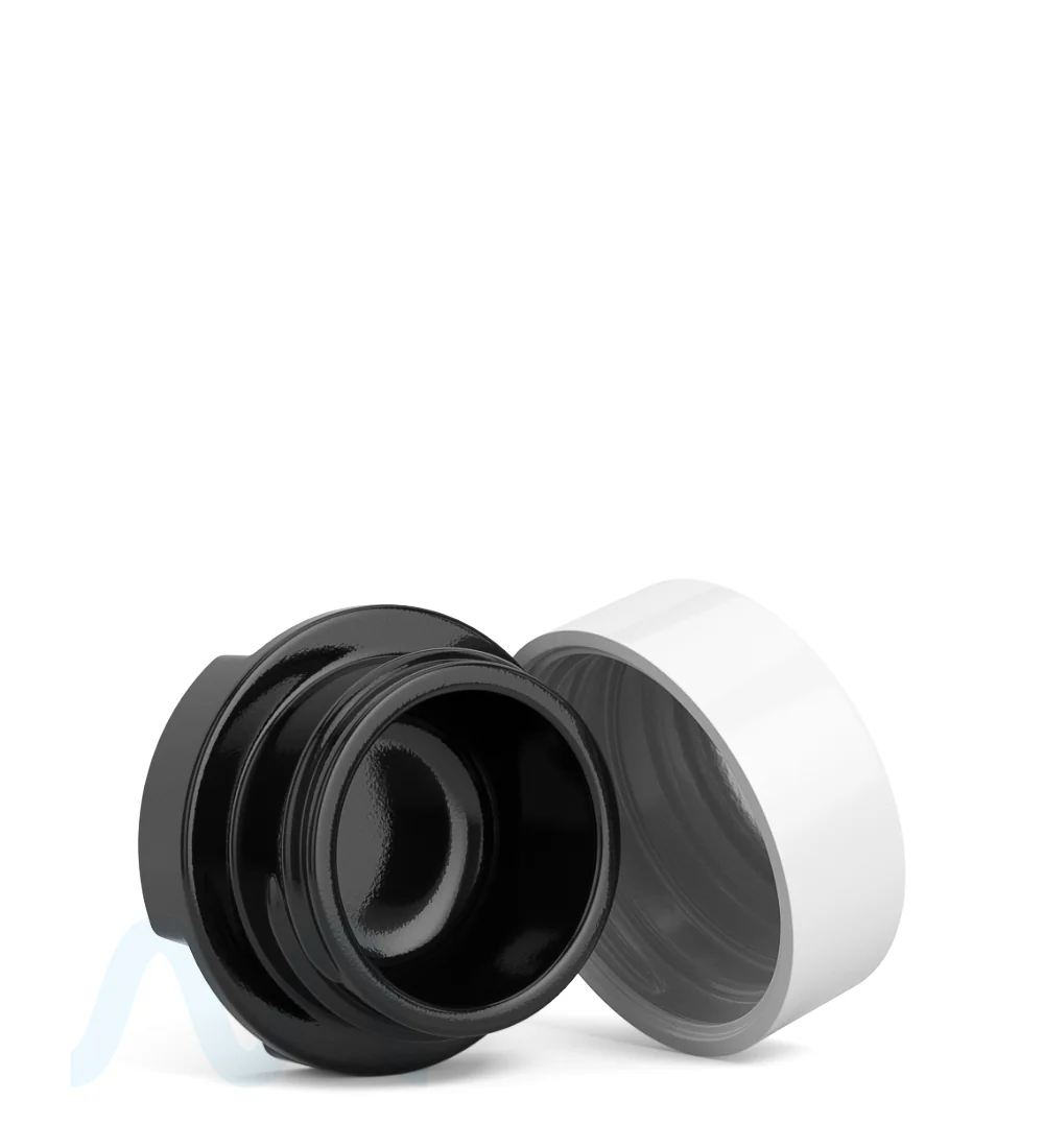 GROW PACK SUPPLY Child Resistant Black Glass GPS Easy-Grip Concentrate Containers and Glossy White Cap | 28mm - 9mL | Sample