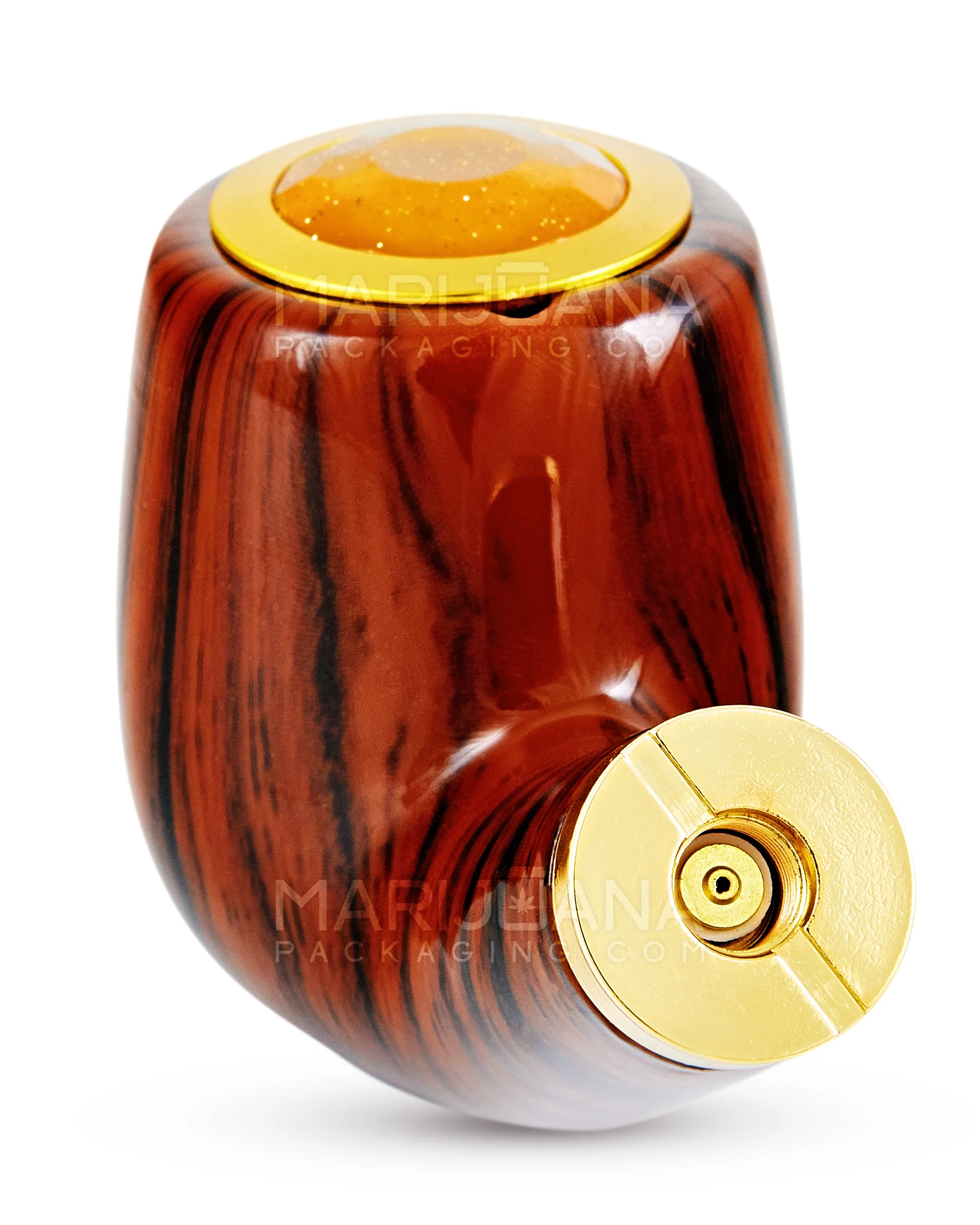 "Old Man's Pipe" Shaped Jumbo Vape Cartridge Battery w/ Honeycomb Light | 650mah - Mahogany Wood - 510 Thread - Image 3