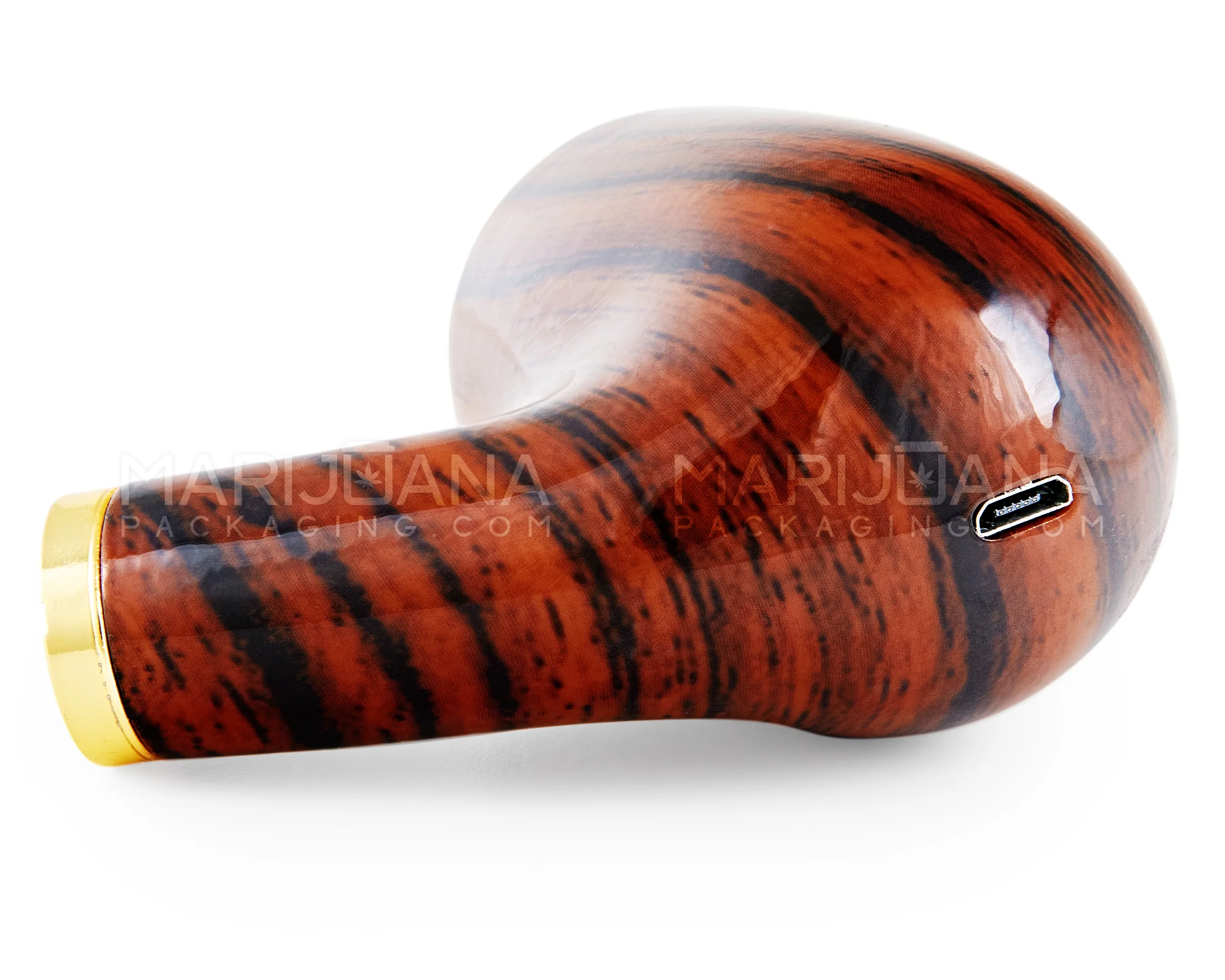 "Old Man's Pipe" Shaped Jumbo Vape Cartridge Battery w/ Honeycomb Light | 650mah - Mahogany Wood - 510 Thread - Image 5