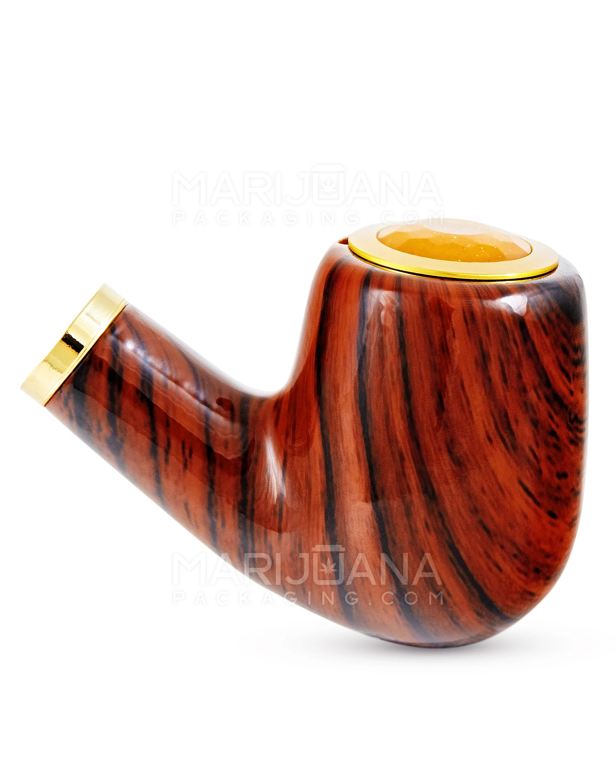 "Old Man's Pipe" Shaped Jumbo Vape Cartridge Battery w/ Honeycomb Light | 650mah - Mahogany Wood - 510 Thread - Image 6