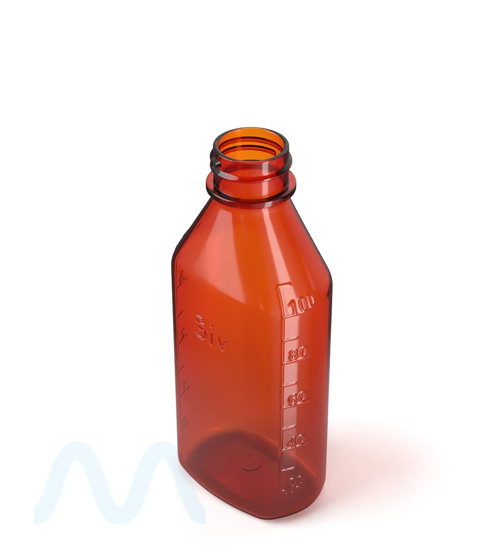 Child Resistant | Push Down & Turn Plastic Syrup Bottles w/ Oral Adapters | 4oz - Amber - 120 Count - Image 3