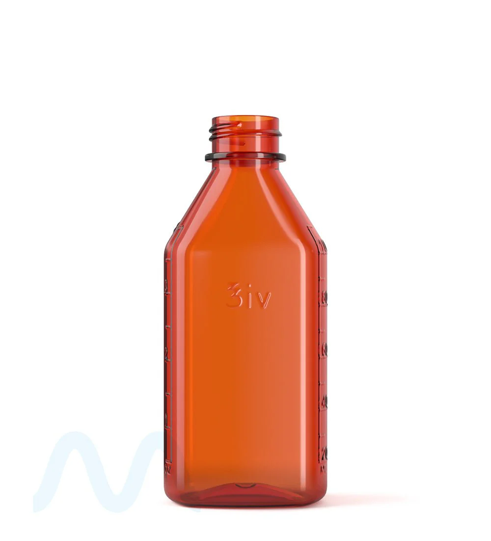 Child Resistant | Push Down & Turn Plastic Syrup Bottles w/ Oral Adapters | 4oz - Amber - 120 Count - Image 6