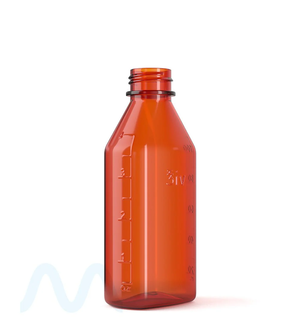 Child Resistant | Push Down & Turn Plastic Syrup Bottles w/ Oral Adapters | 4oz - Amber - 120 Count - Image 7