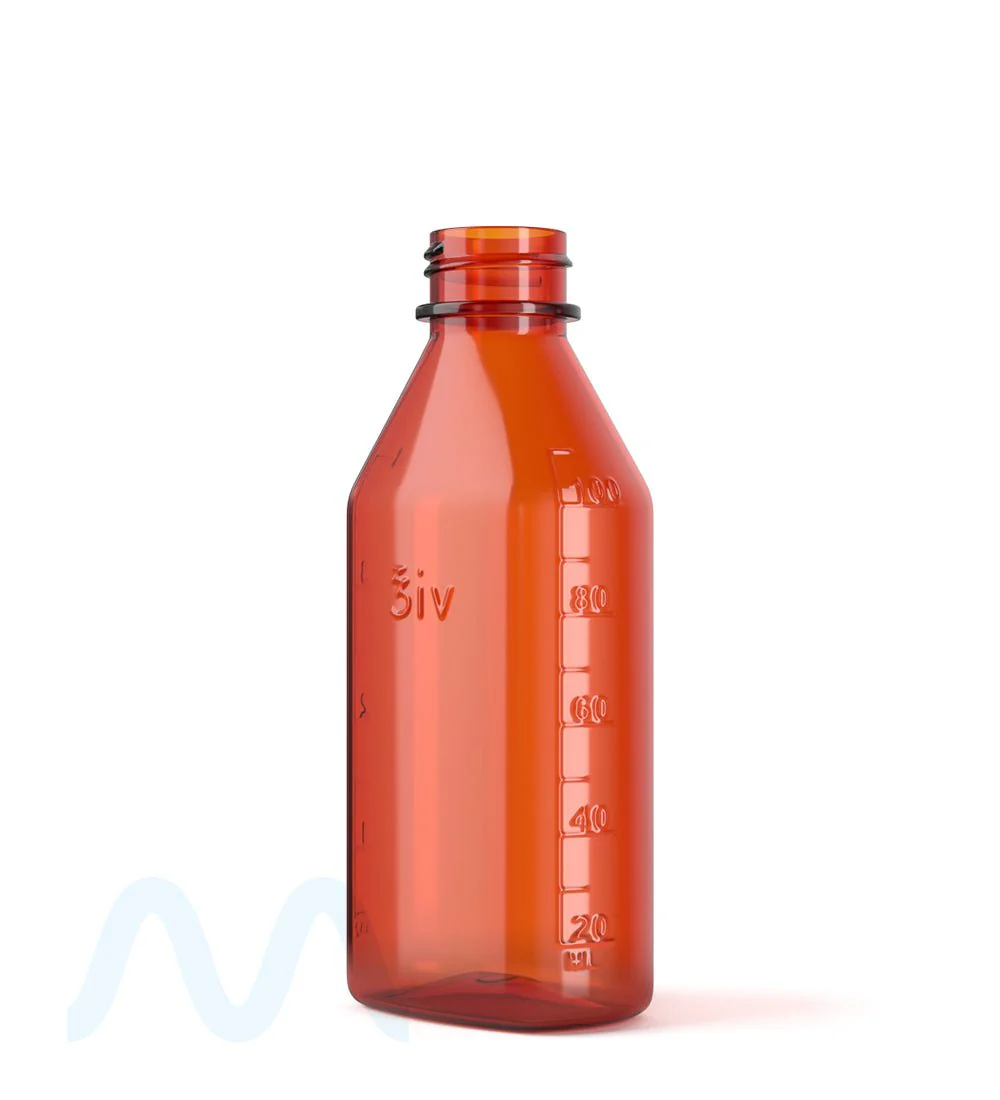 Child Resistant | Push Down & Turn Plastic Syrup Bottles w/ Oral Adapters | 4oz - Amber - 120 Count - Image 8
