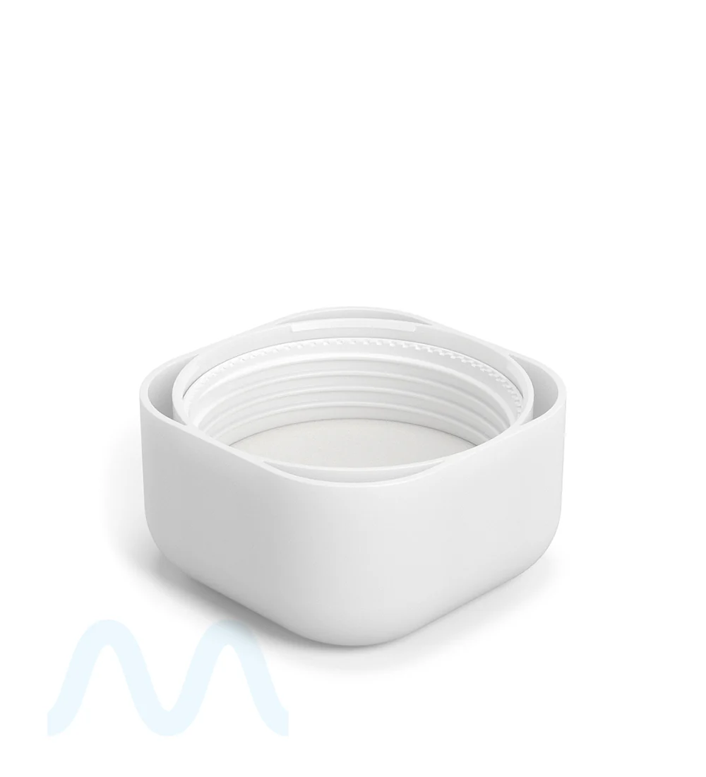 POLLEN GEAR | Child Resistant Rounded SoftSquare Push Down & Turn Plastic Caps | 46mm - Matte White - 72 Count - Image 2