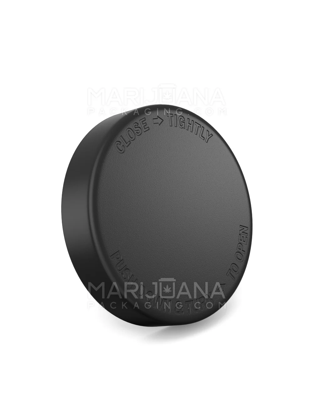 POLLEN GEAR Child Resistant Wide Mouth Push Down & Turn Plastic Caps w/ PE Foam Liner | 66mm - Matte Black | Sample