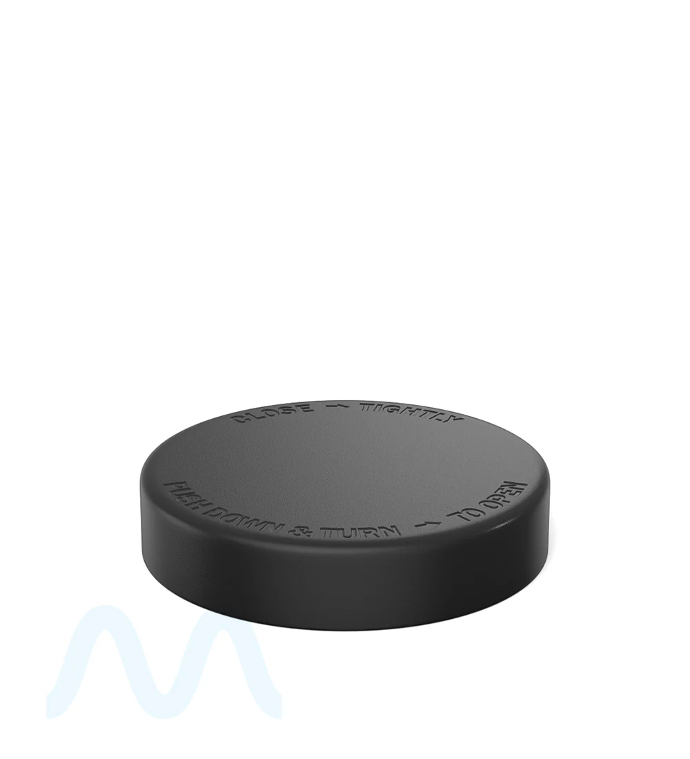 POLLEN GEAR | Child Resistant Wide Mouth Push Down & Turn Plastic Caps w/ Pressure Seal Liner | 66mm - Matte Black - 540 Count - Image 3