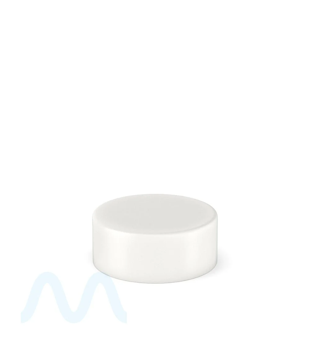 POLLEN GEAR | HiLine Child Resistant Smooth Push Down & Turn Plastic Flat Caps w/ Foil Liner | 36mm - Matte White - 308 Count