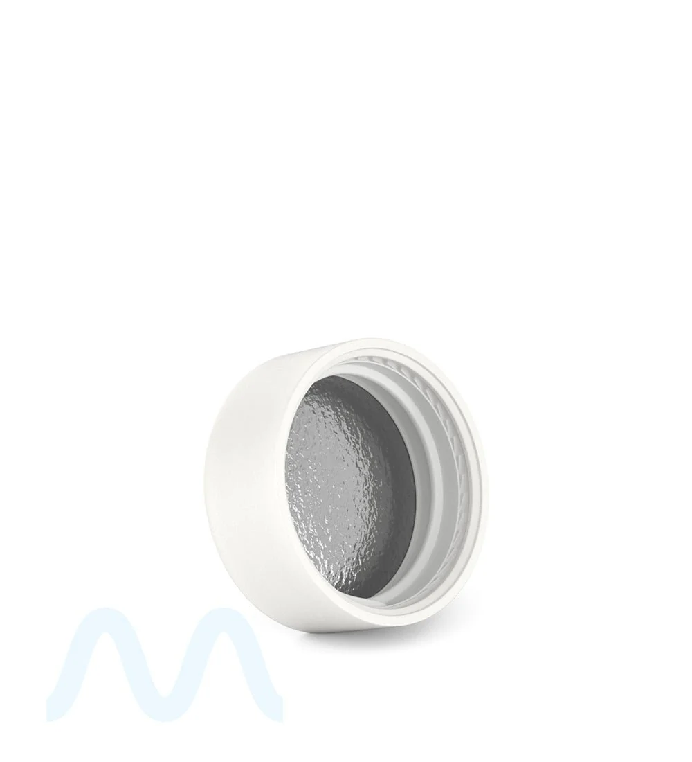 POLLEN GEAR | HiLine Child Resistant Smooth Push Down & Turn Plastic Flat Caps w/ Foil Liner | 36mm - Matte White - 308 Count - Image 4