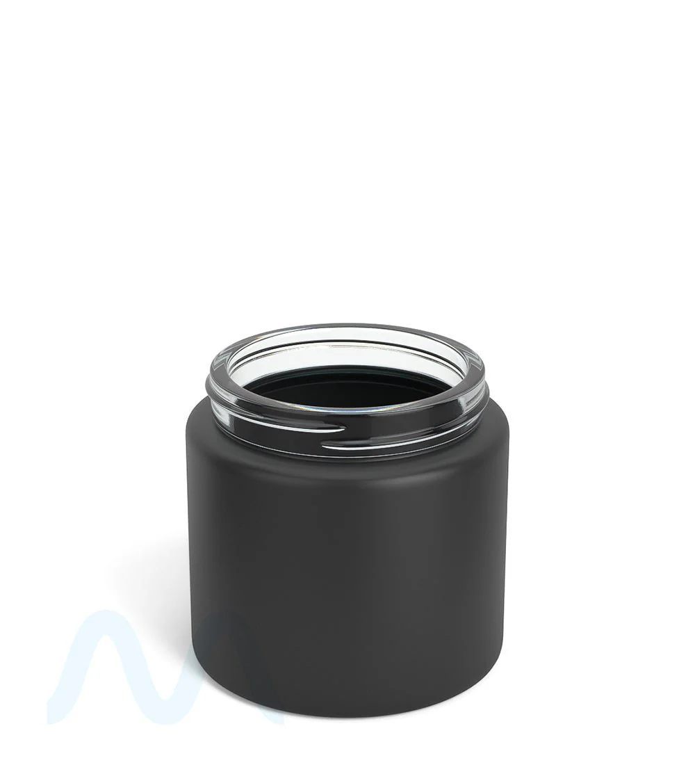 POLLEN GEAR | Wide Mouth Straight Sided Matte Black Glass Jars | 66mm - 6oz - 60 Count