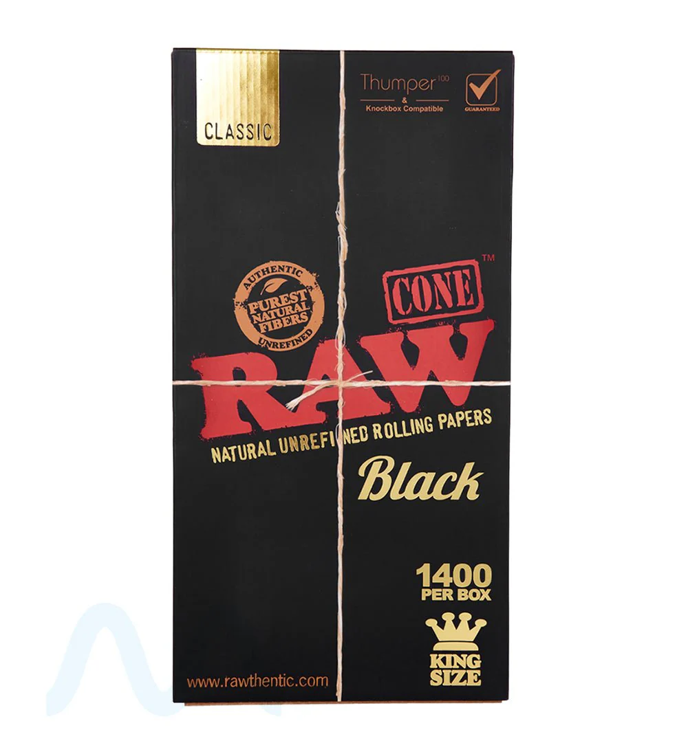 RAW | Black Classic King Size Pre-Rolled Cones | 109mm - Unbleached Paper - 1400 Count - Image 4