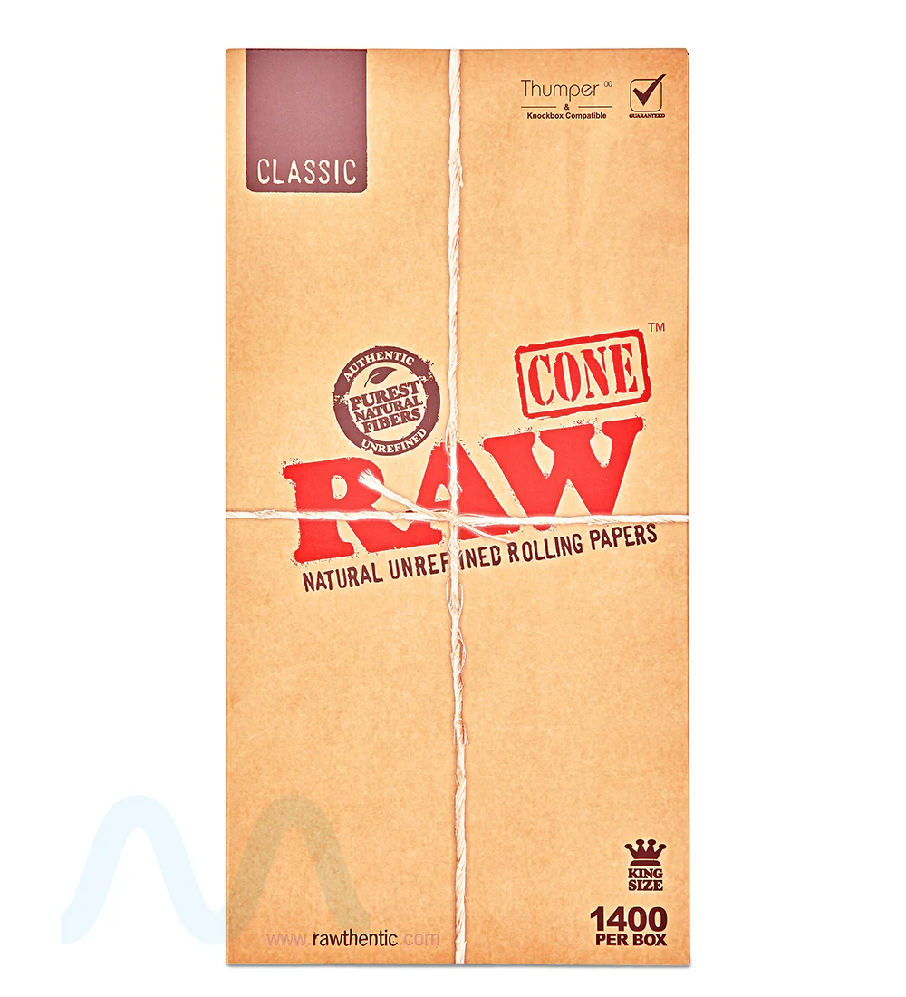 RAW | Classic King Size Pre-Rolled Cones | 109mm - Unbleached Paper - 1400 Count - Image 2