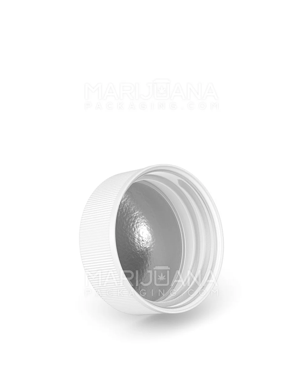 Child Resistant | Ribbed Push Down and Turn Plastic Caps w/ Foil Liner | 38mm - Matte White - 320 Count - Image 2