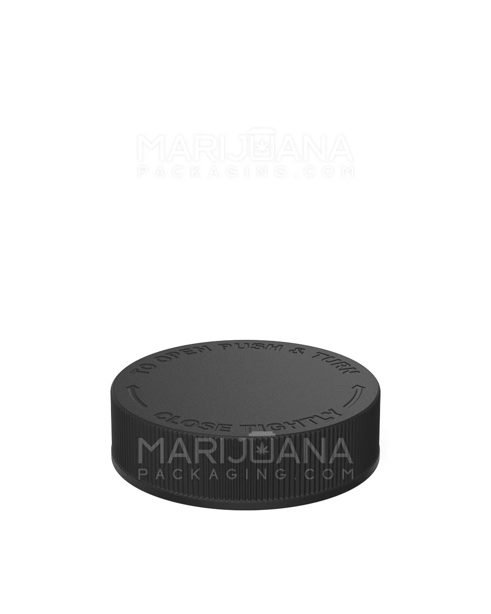 Child Resistant | Ribbed Push Down & Turn Plastic Caps w/ Foam Liner | 53mm - Semi Gloss Black - 120 Count - Image 3