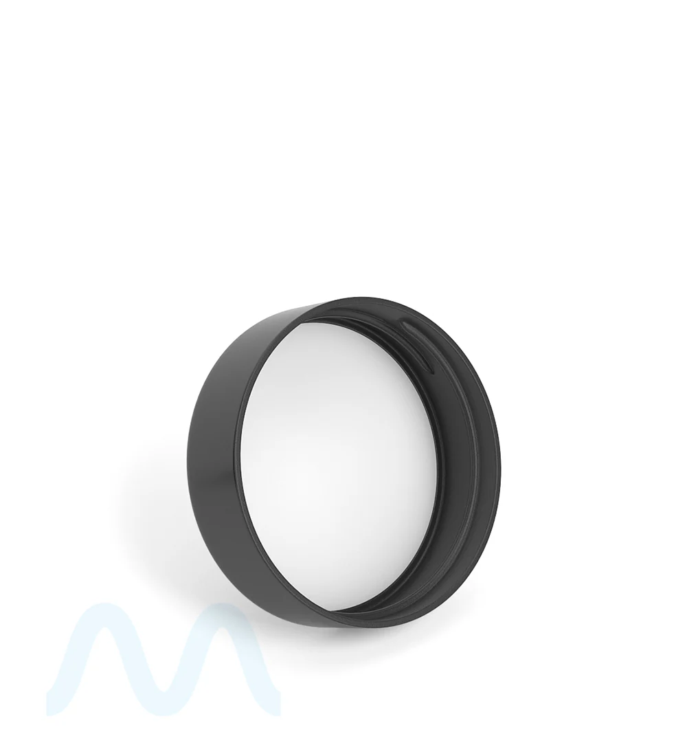 Smooth Sided Screw Top Plastic Caps w/ Foam Liner | 38mm - Glossy Black Plastic - 350 Count - Image 4