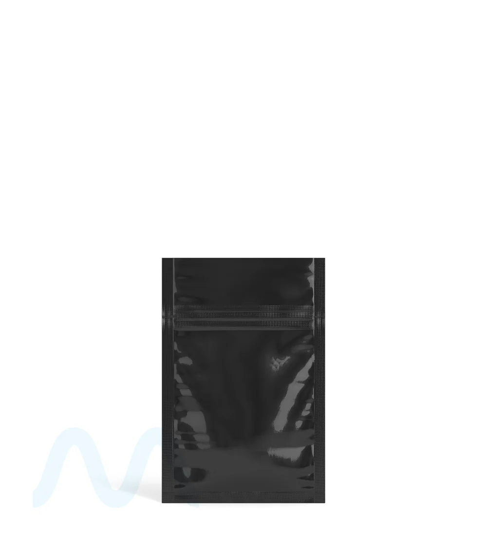 Tamper Evident | Glossy Black PCR Mylar Bags (No Tear Notch) | 3in x 4.5in - 1g - 1000 Count - Image 3