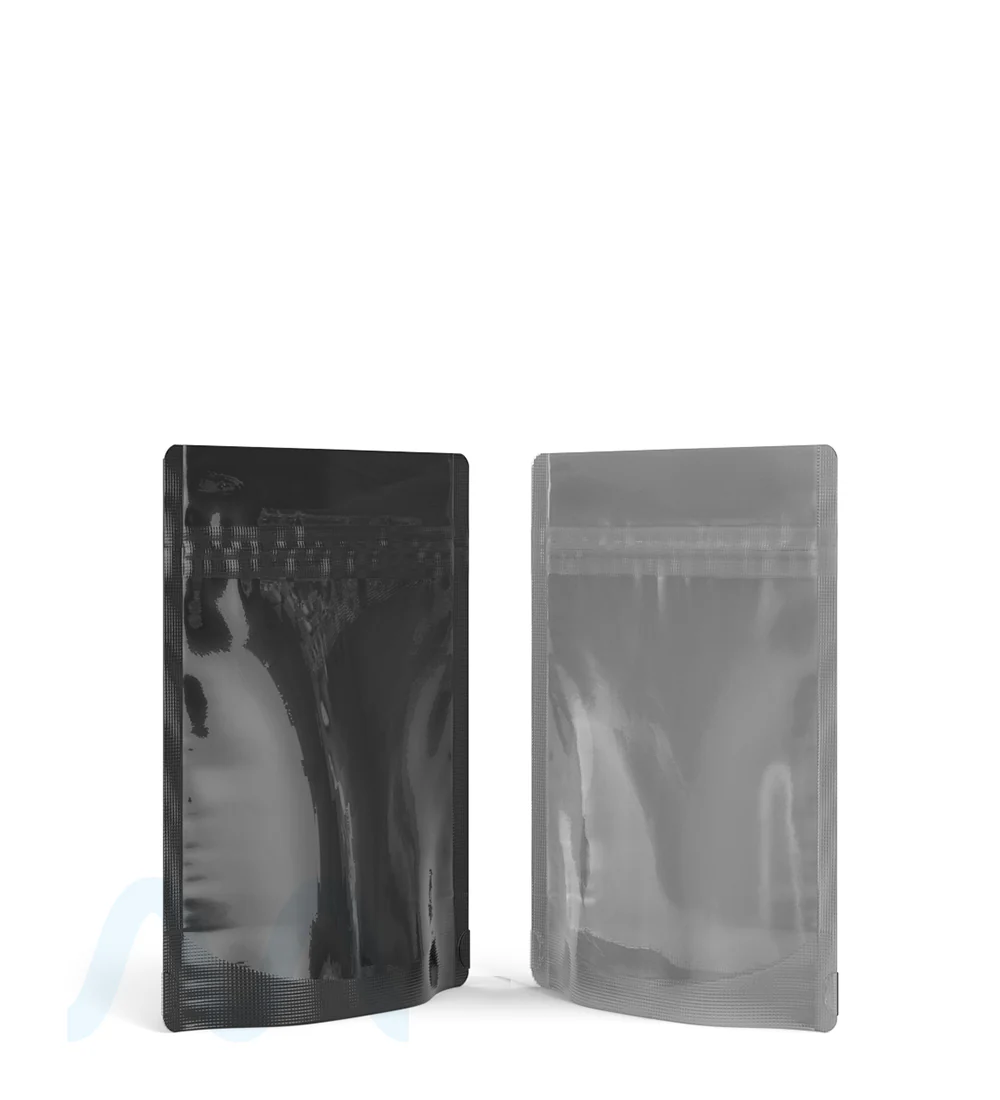 Tamper Evident | Glossy Black Vista PCR Mylar Bags (No Tear Notch) | 3.62in x 5in - 3.5g - 1000 Count - Image 4