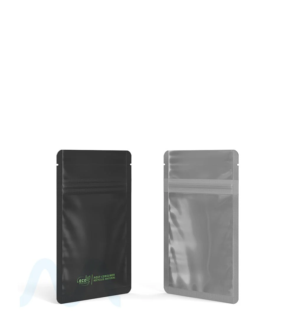 Tamper Evident | Glossy Black Vista PCR Mylar Bags (Tear Notch) | 3in x 4.5in - 1g - 1000 Count - Image 4