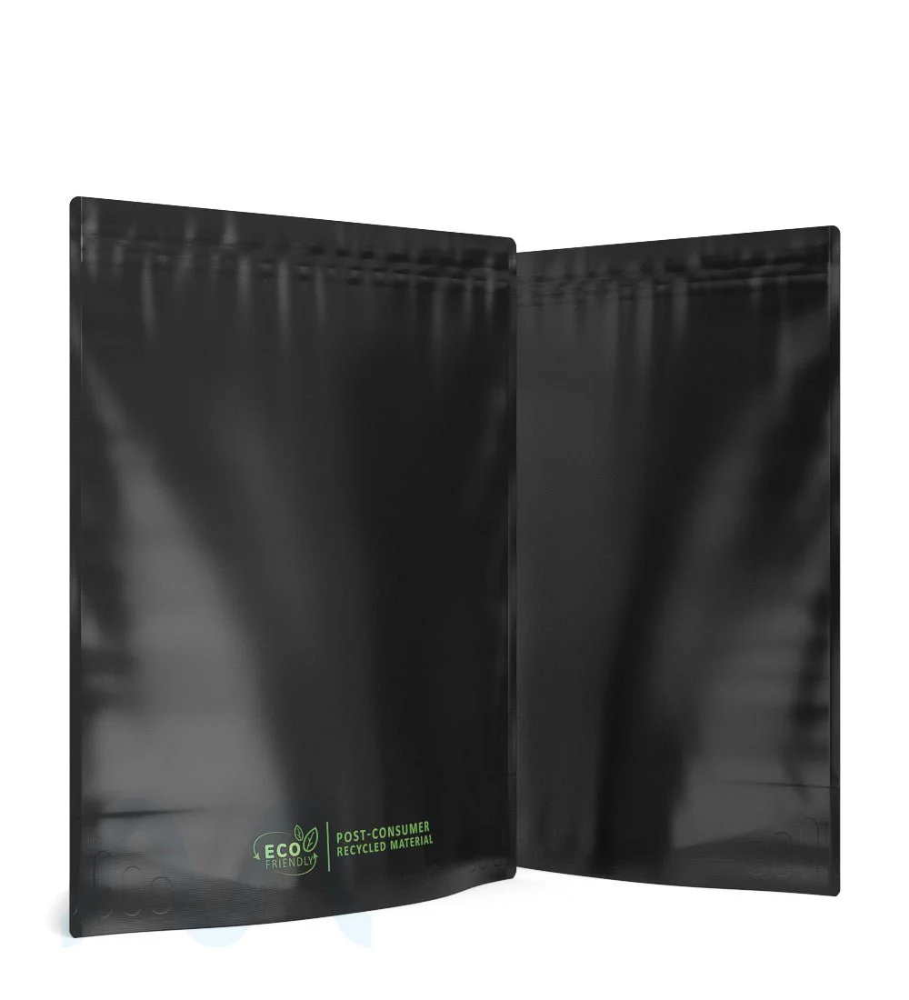Tamper Evident | Matte Black Mylar PCR Bags (No Tear Notch) | 14.6in x 16.4in - 448g - 100 Count - Image 4
