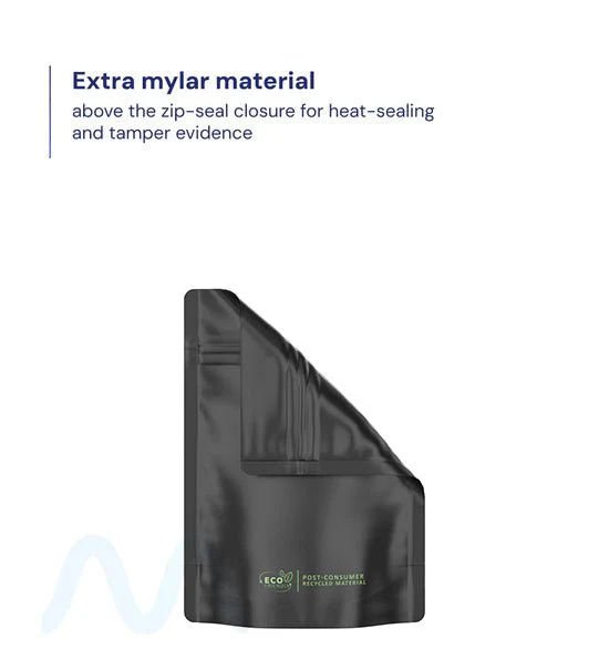 Tamper Evident | Matte Black PCR Mylar Bags (No Tear Notch) | 3.7in x 5in - 3.5g - 1000 Count - Image 2