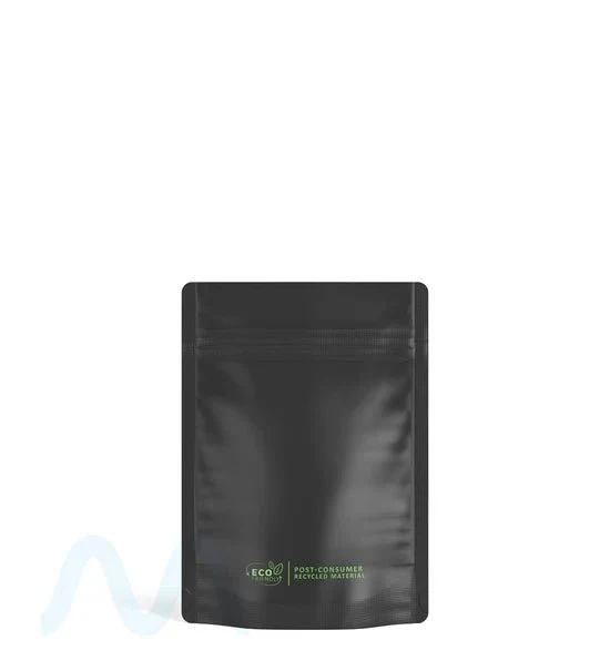 Tamper Evident Matte Black PCR Mylar Bags (No Tear Notch) | 3.7in x 5in - 3.5g | Sample