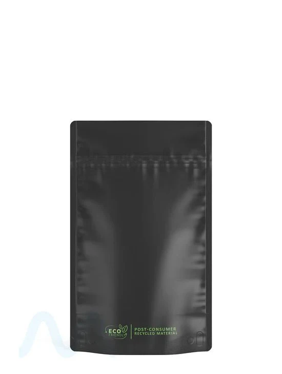 Tamper Evident | Matte Black PCR Mylar Bags (No Tear Notch) | 5in x 8.1in - 14g - 1000 Count