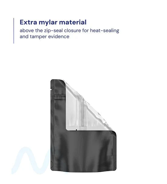 Tamper Evident | Matte Black Vista Mylar Bags (Tear Notch) | 3.62in x 5in - 3.5g - 1000 Count - Image 3