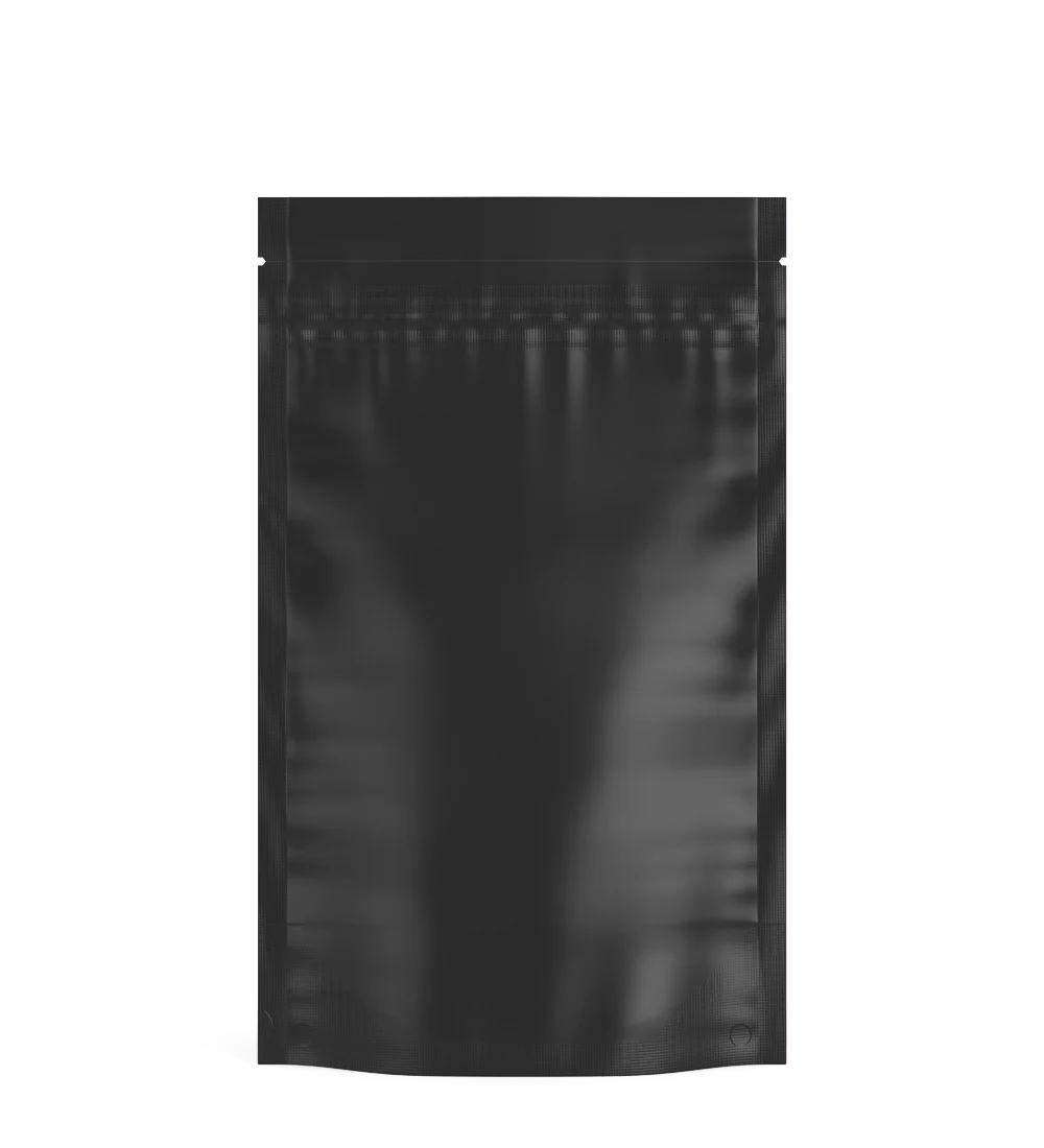 Tamper Evident | Matte Black Vista Mylar Bags (Tear Notch) | 5in x 8.1in - 14g - 1000 Count