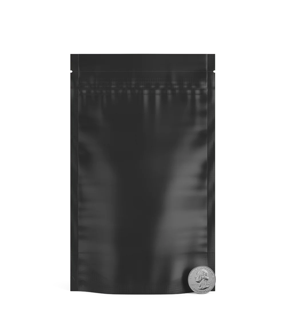Tamper Evident | Matte Black Vista Mylar Bags (Tear Notch) | 5in x 8.1in - 14g - 1000 Count - Image 6